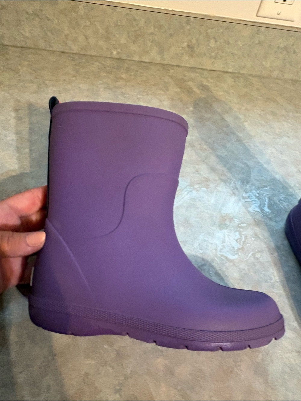 totes Kids Purple Rain Boots with Pink Pull Tabs - Picture 3 of 6